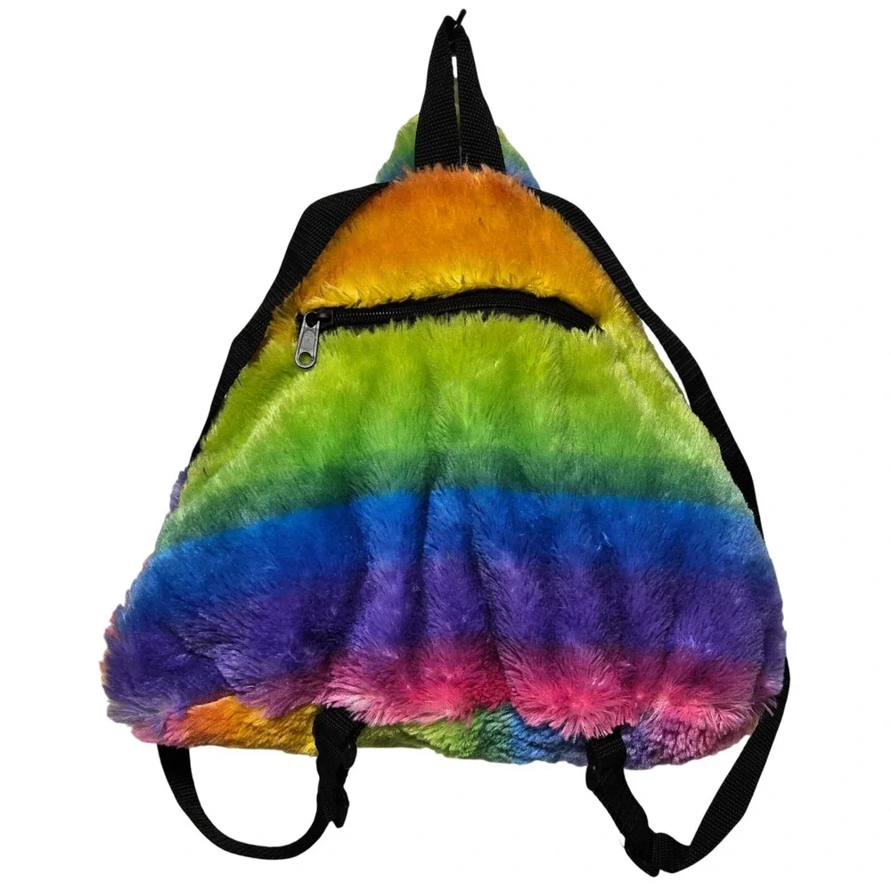 Emoji Rainbow Poop Plush Backpack Kids OS Multicolor‎ Faux Fur FABNY